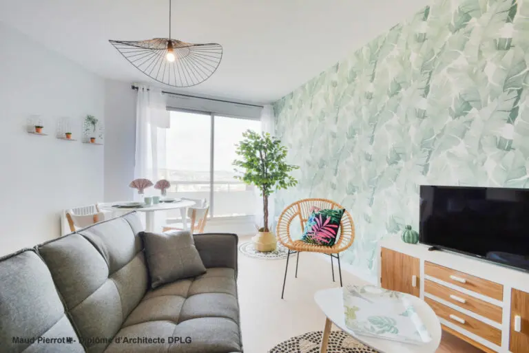 Aménagement et décoration d'un appartement pour de la location meublé longue durée salon