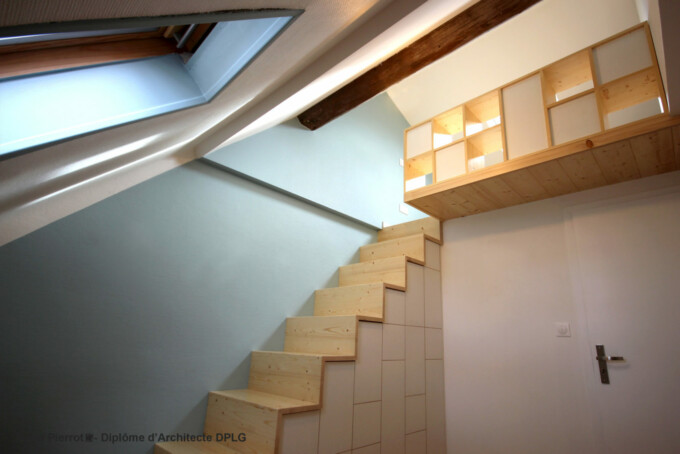 meuble sous escalier sur mesure et mezzanine chambre d'enfant Maud Pierrot Architecte intérieur meuble sous escalier sur mesure et mezzanine chambre d'enfant Maud Pierrot Architecte intérieur