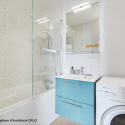 Aménagement et décoration d'un appartement pour de la location meublé longue durée salle d'eau Aménagement et décoration d'un appartement pour de la location meublé longue durée salle d'eau
