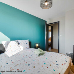 Aménagement et décoration d'un appartement pour de la colocation meublé chambre verte 1 Aménagement et décoration d'un appartement pour de la colocation meublé chambre verte 1