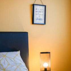 Aménagement et décoration d'un appartement pour de la colocation meublé détail chambre jaune Aménagement et décoration d'un appartement pour de la colocation meublé détail chambre jaune