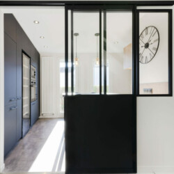 cuisine noir et bois - verrière cuisine noir et bois - verrière