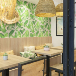 restaurant poke bar tables suspensions detail restaurant poke bar tables suspensions detail